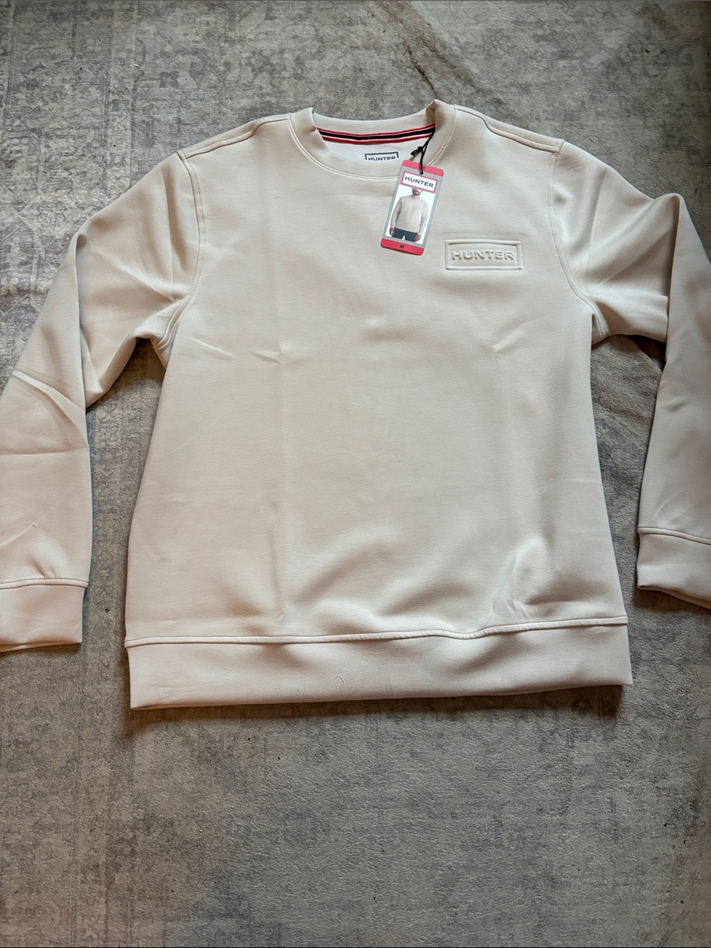 Hunter Men’s Cream Crewneck Sweatshirt - Embossed Logo